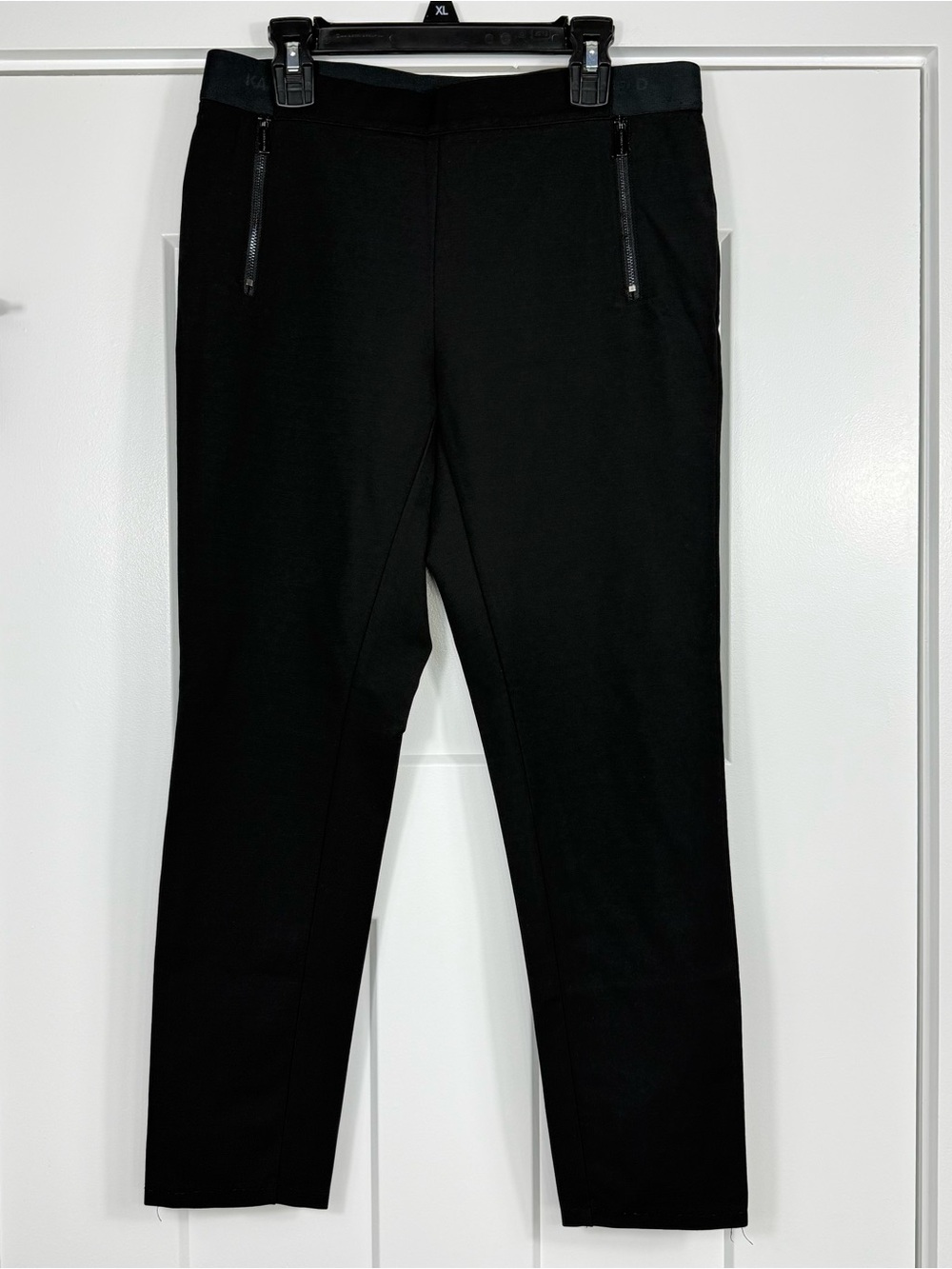 Karl Lagerfeld Paris Zip Pocket Ankle Ponte Pants Black Stretch Women’s Small
